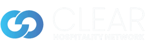 A white and black logo for the cleveland hotel.