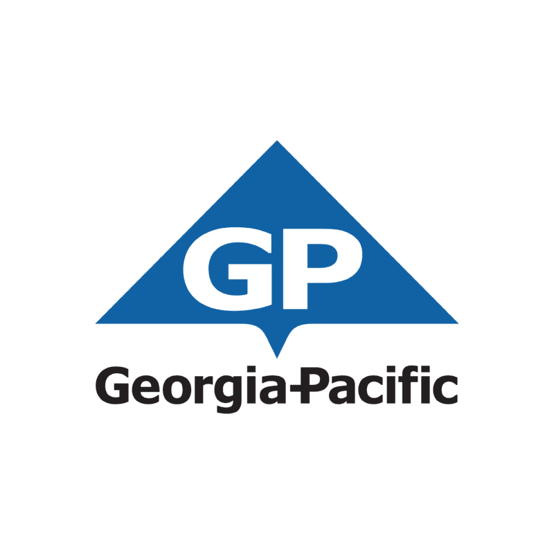 Georgia-Pacific logo with GP in a blue triangle.